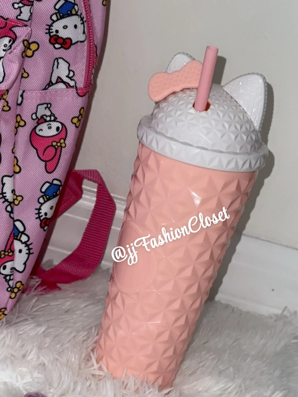 Hello Kitty Pink Patterned Kids Backpack with My Melody Prints